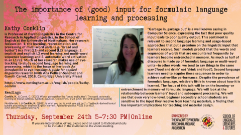 SLA Invited lecture: Kathryn Conklin