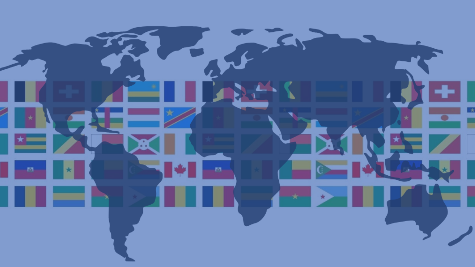sllc french banner image of map of the world with all french speaking country flags