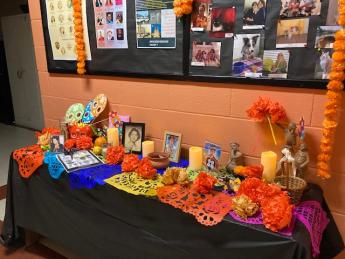 day of the dead altar located in the spanish and portuguese department office