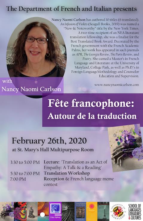Fête francophone: Autour de la traduction with Nancy Carlson