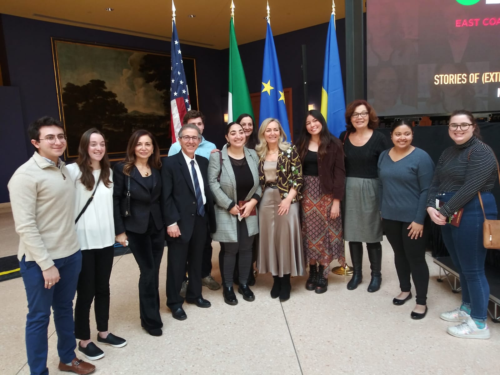 group of students and faculty with Italian ambassador