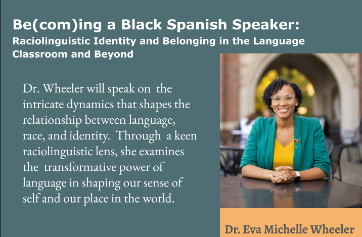 Text: Dr. Wheeler will speak on the intricate dynamics that shapes the relationship between language, race, and identity. Through a keen raciolinguistic lens, she examines the transformative power of language in shaping our sense of self and our place in the world.
