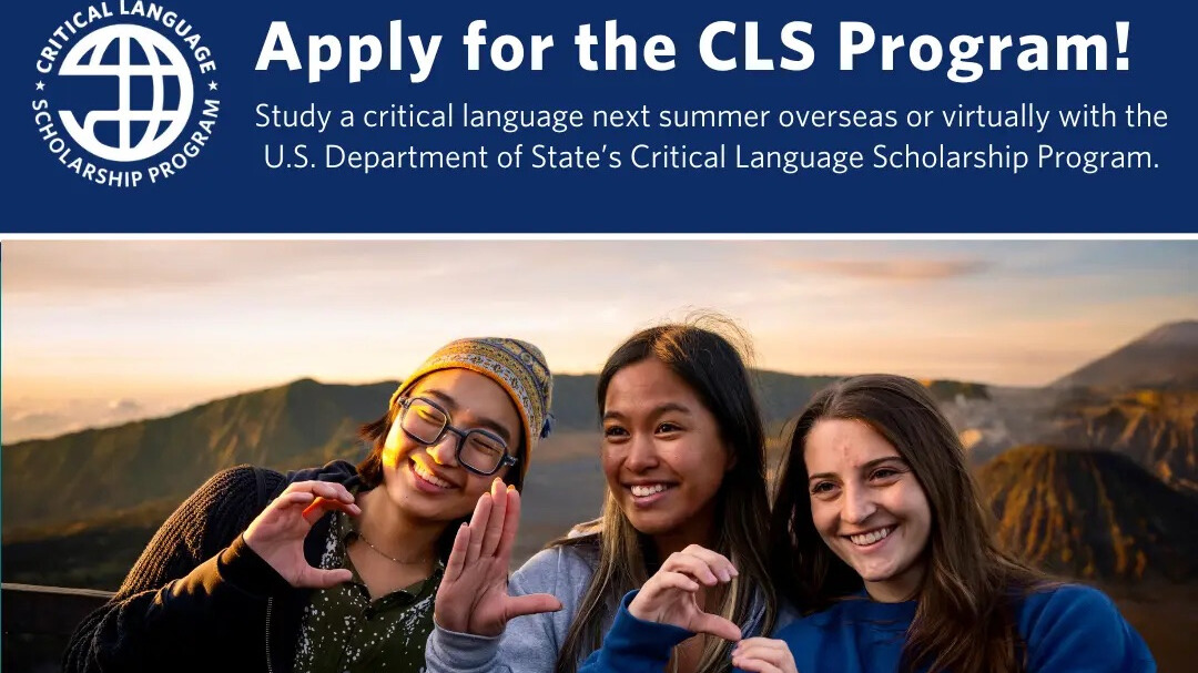 Join us in the Multipurpose Room of St. Mary's Hall at 5:30pm on Monday, October 28 for an info session about the Critical Language Scholarship (CLS) program and a Q&A with a CLS Alumni Ambassador and UMD Alum, Rebbe Bernstein. The CLS program supports students wishing to study critical languages virtually or abroad during the summer months, including Arabic, Chinese, Hindi, Indonesian, Korean, Japanese, Persian, Portuguese, Swahili, Turkish, and Urdu.