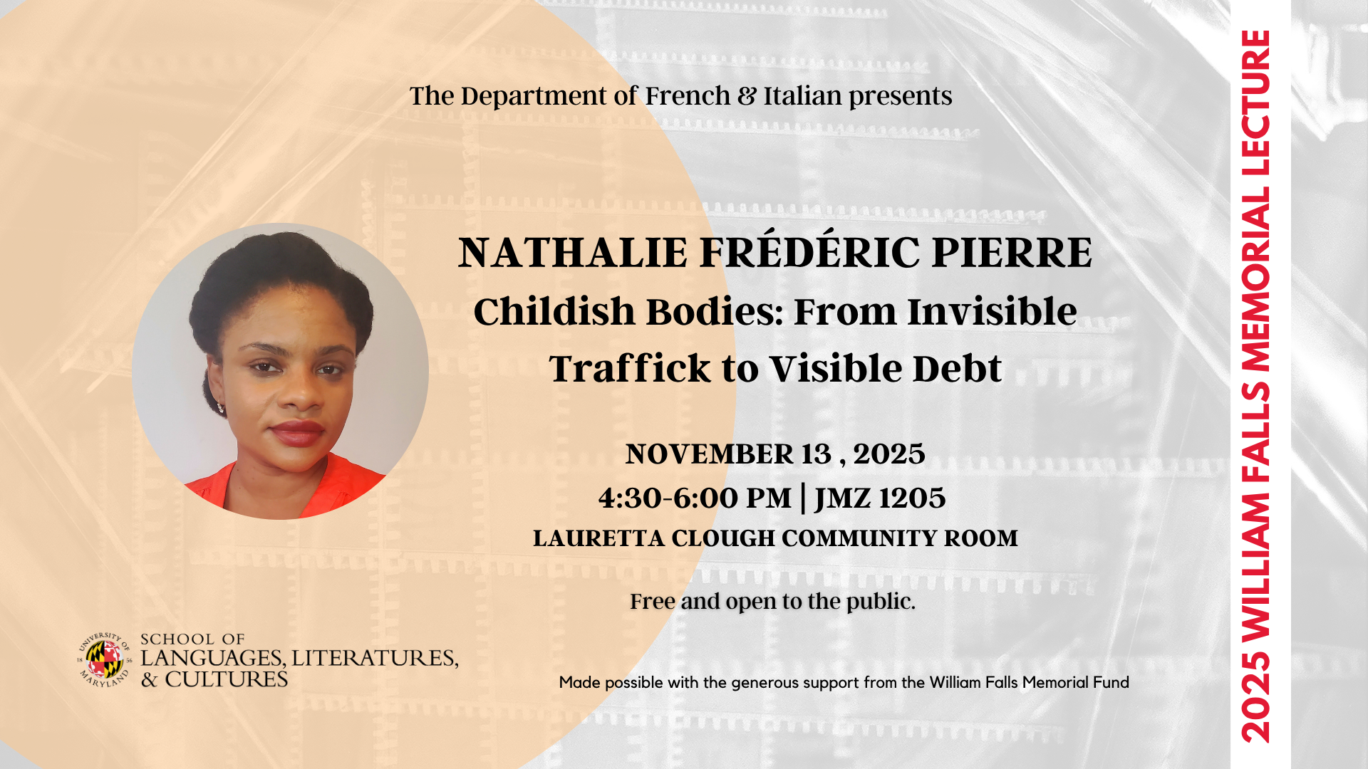 inset image for William Falls lecture Nathalie Frédéric Pierre entitled: Childish Bodies: From Invisible Traffick to Visible Debt