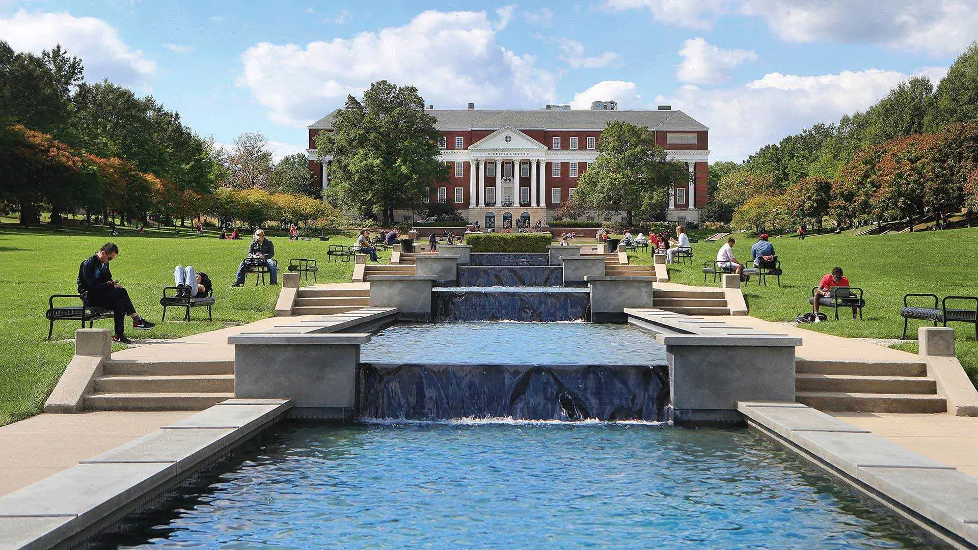 UMD fountain in summer