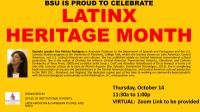 Latinx Heritage month flyer featureing aprodrig