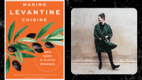 book cover of Making Levantine Cuisine on left and author anny gaul on right