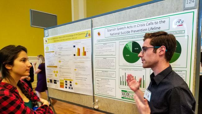 A student presents his research