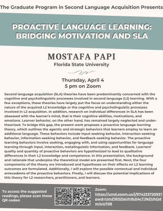 SLA Invited Talk "Proactive Language Learning: Bridging Motivation and SLA"